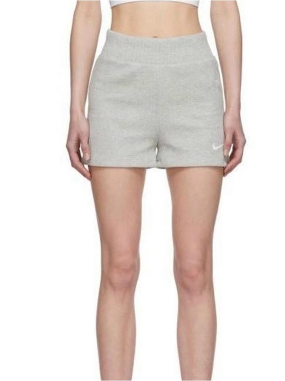Nike grey ribbed swoosh logo shorts